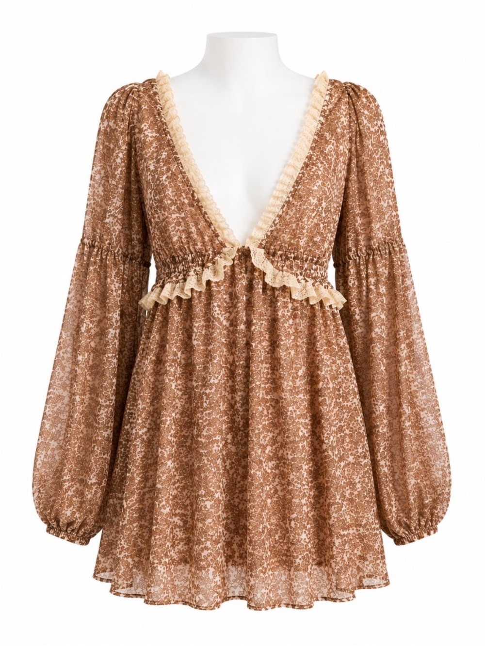 Size M Free People Pennie Mini Dress Ivory Combo Floral Boho Lace
